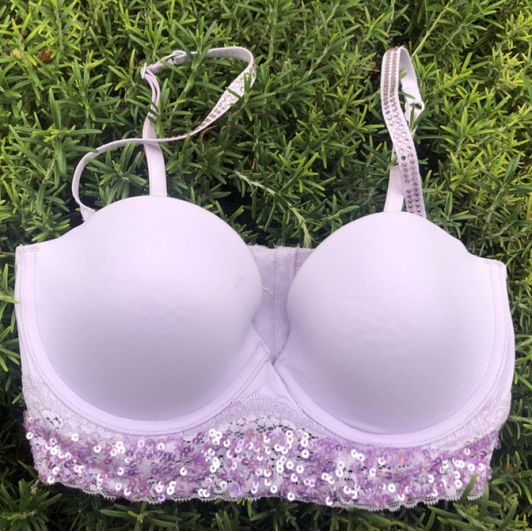 Purple sparkly bra from PINK