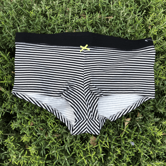 Striped panties with little green bow