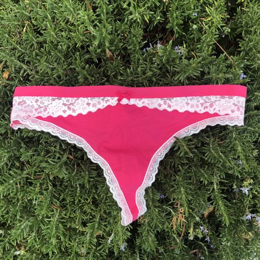 Bright pink thong panties