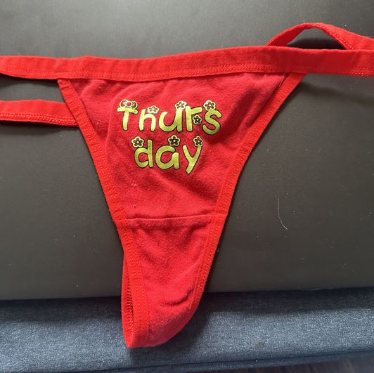 red Thursday thong with green print