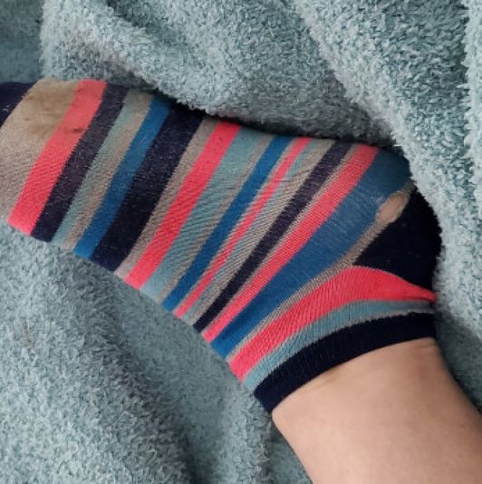 Striped ripped dirty socks