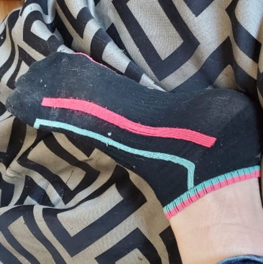 Black with blue and pink ankle