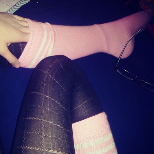 Pink Knee High Schoolgirl Socks