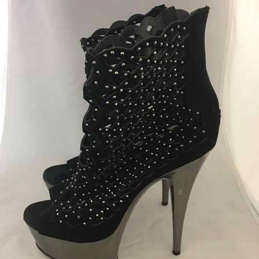 Black stripper heels with diamonds