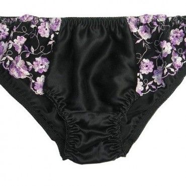 Pure Silk with Lace Panties - Black