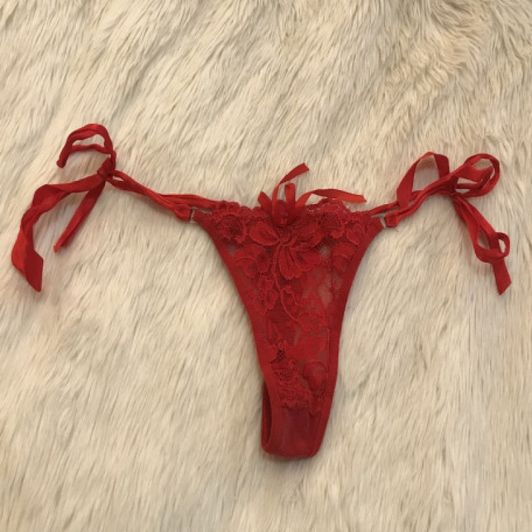 Side Tie Red Lace Thong