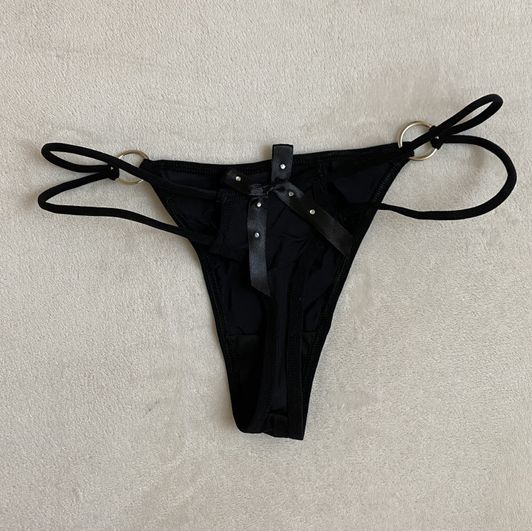 Black Thong with Bow