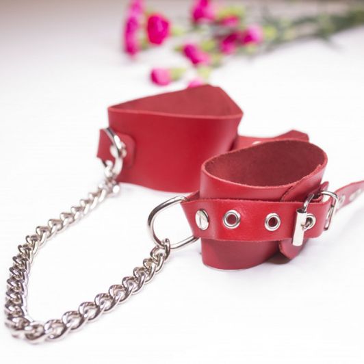 Red leather handcuffs