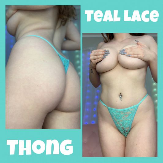 Teal Lace Worn Thong