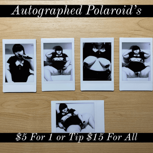 Autographed Wednesday Addams Polaroids