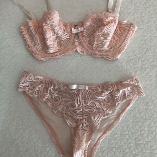 Pink Lace Bra and Panty Set