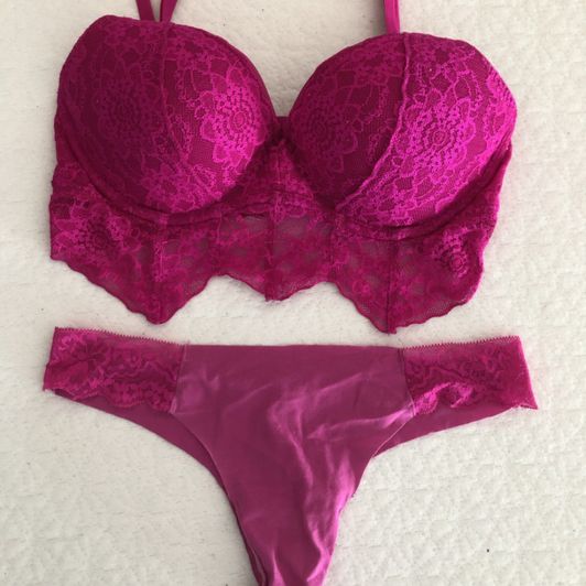 Hot Pink Lace Bra and Panty Set