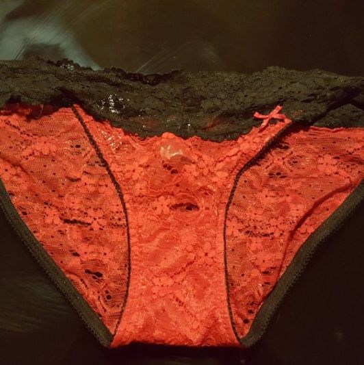 red and black lace panty