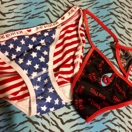American flag panties and kiss me thong