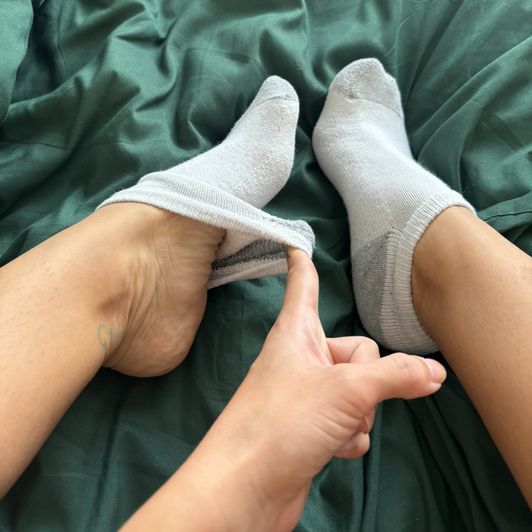 White and Grey Hanes Socks