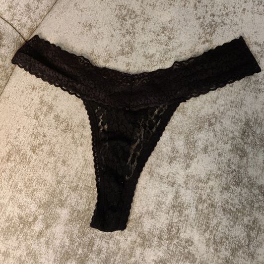 Black Lace Used Thong