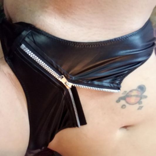 Black Zip Front Panties Full Back