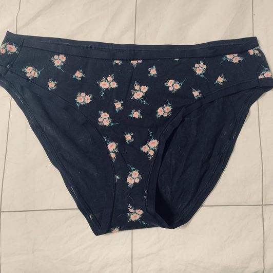 Classic Black Cotton Panties with Cute Flowers