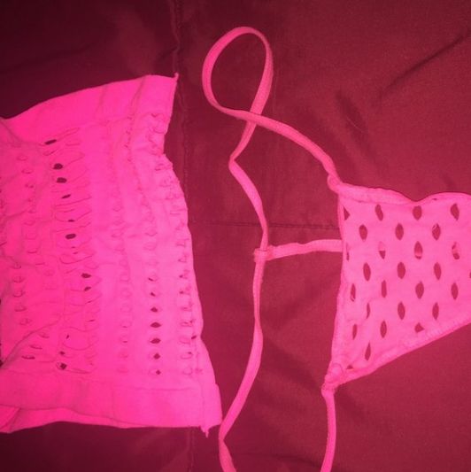 Anal sex worn pink panty set