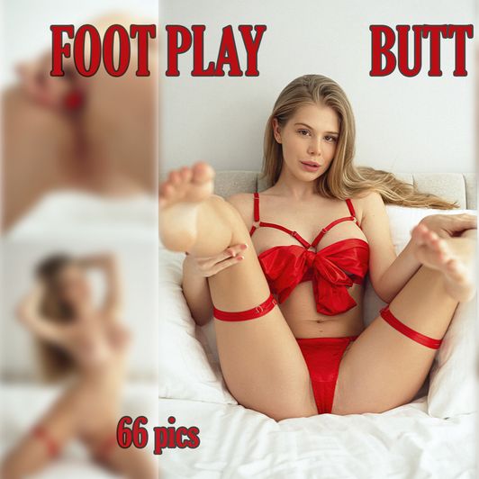 SOLO RED PHOTOSET WITH FOOT PLAY AND BUTT PLUG