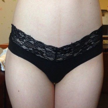 Black panties with lace trim