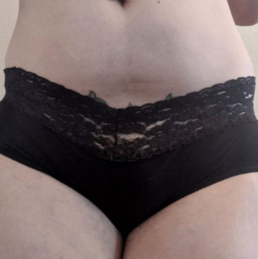 Black Cotton with Lacey Top Panties