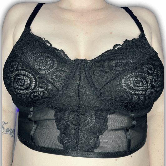 Black Mesh and Lace Corset Style Lingerie Top