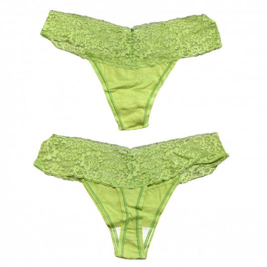 Green lace thong