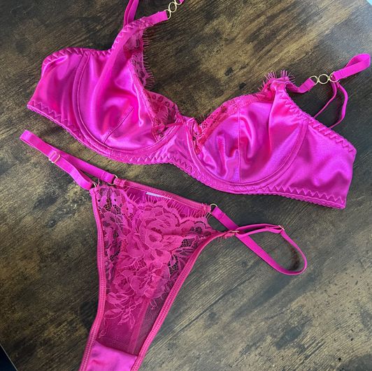 Hot Pink Valentines Day solo 2023 bra and panty