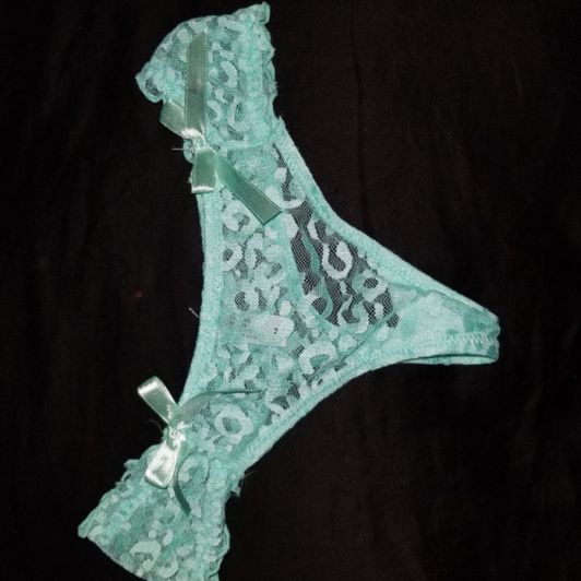 Tiny teal lace thong