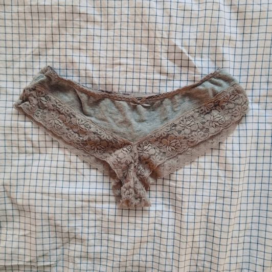 Grey Cotton Panties with Beige Lace