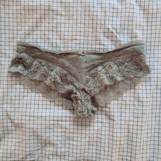 Grey Cotton and Lace Panties