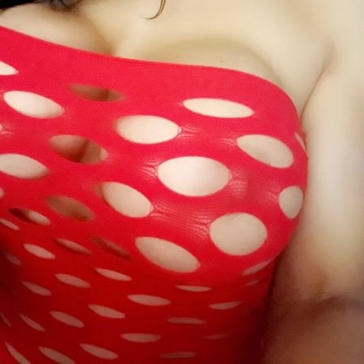Sexy Red Fishnet Mini Dress