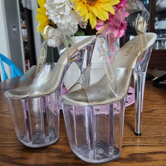 Clear 8inch Pleaser Sandals size 5