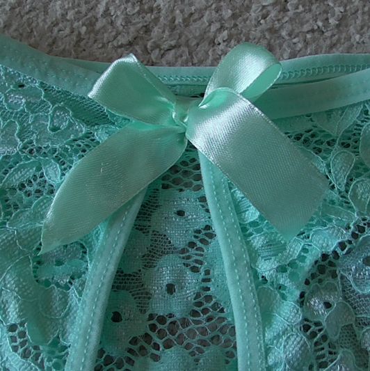 Mailed Teal Blue Lace Assless Panties With Bow