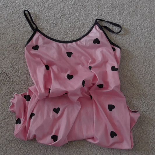 Mailed Pink Nightie Bed Dress With Black Polkadot Hearts