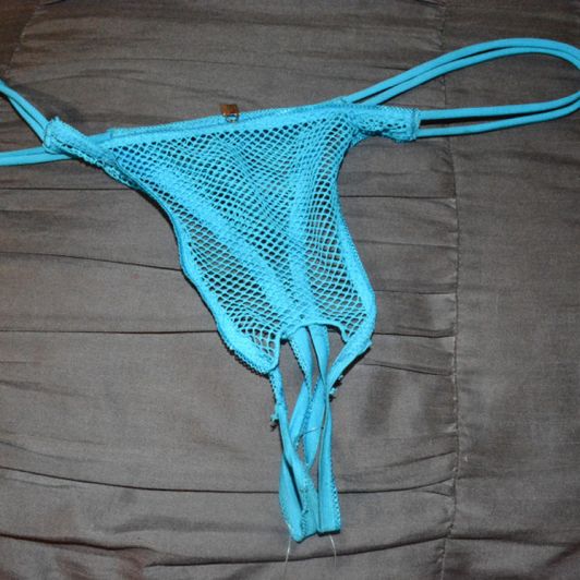 Blue Crotchless Thong