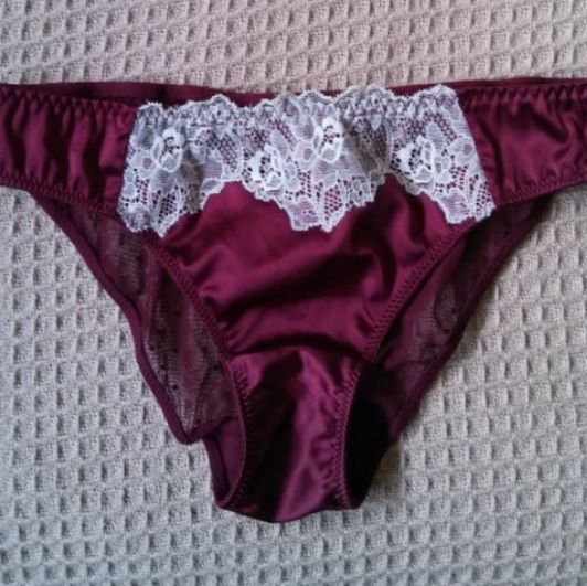 Worn Red Grape Lace Cotton panties