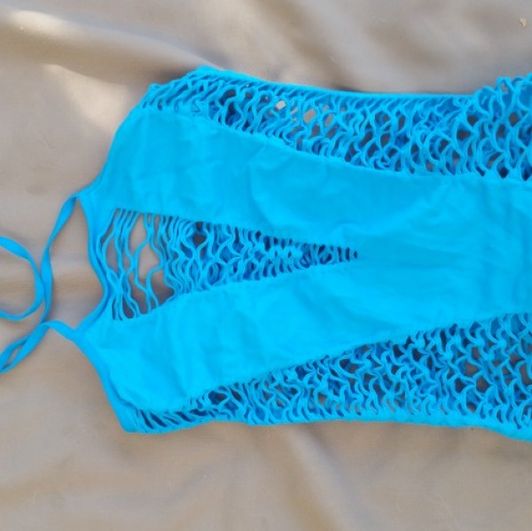 Blue fishnet dress