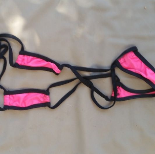 mini pink strap bikini