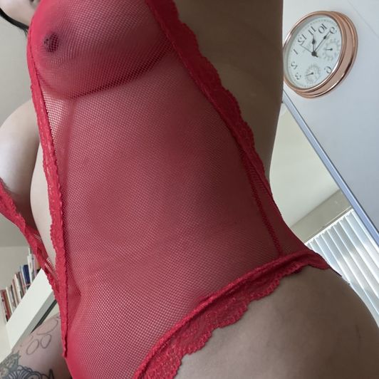Sexy Red Fishnet Teddy from Scene with Owen Gray
