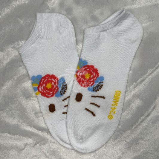 Authentic Worn White Hello Kitty Socks Worn 5 Days