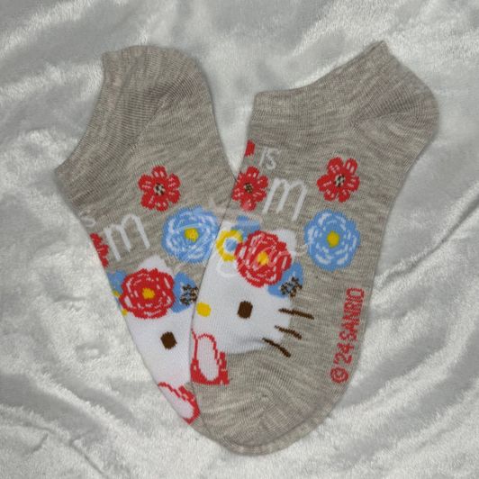 Authentic Worn Grey Hello Kitty Socks Worn 7 Days