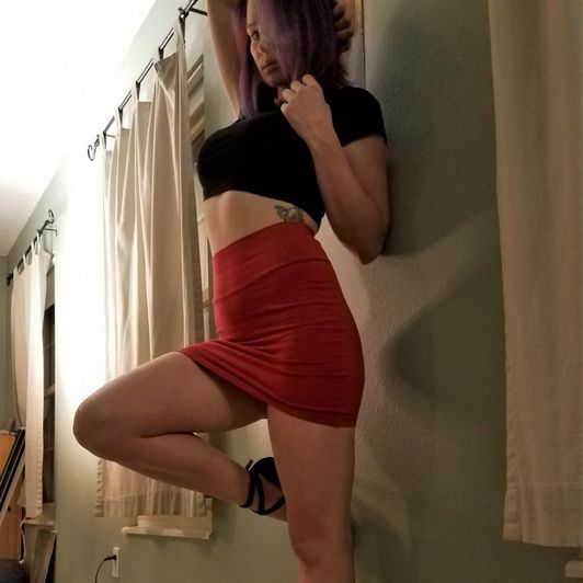 Red Skirt and Heels Photo Set