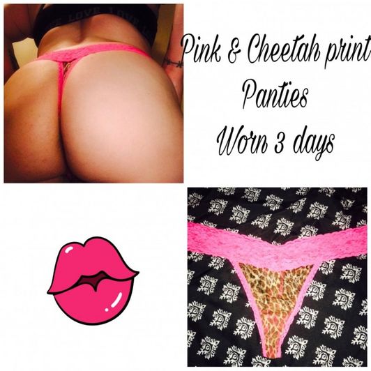 Pink lace and cheetah print panties