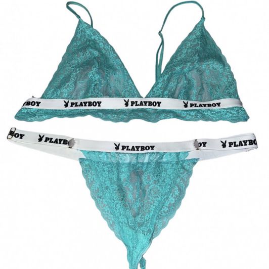 Play boy teal two piece lingerie set