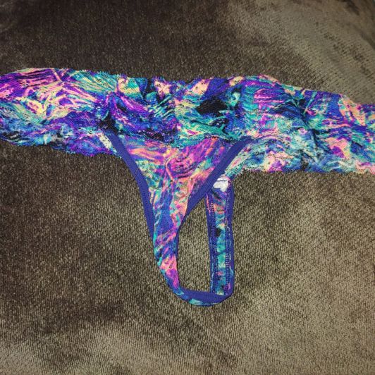 Used colorful lace thong