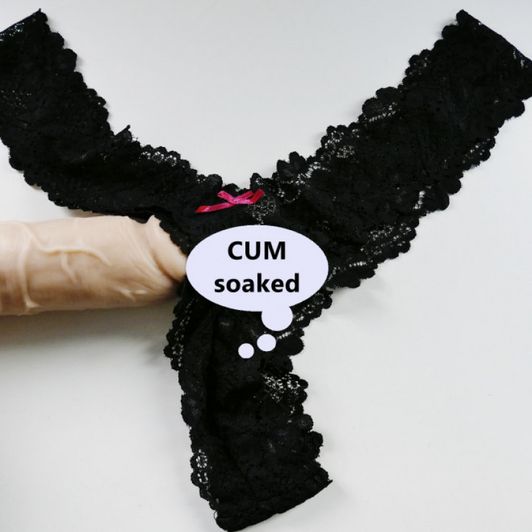 Cum covered Lace panties Black