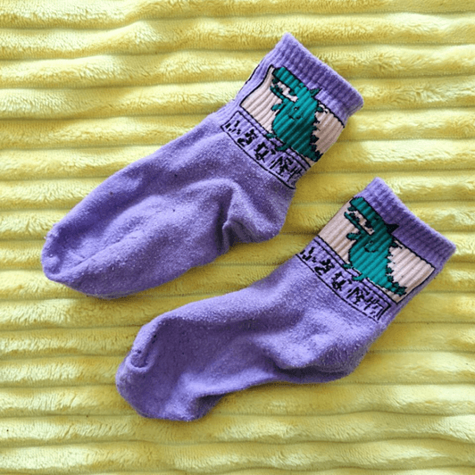 Purple dino socks