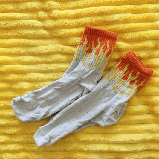 White socks with flame design